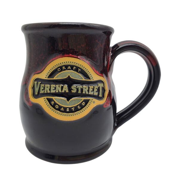Verena Street Coffee Mug 14oz Deneen Pottery Black Brown Red Drip Glaze Cup 2021 - Picture 9 of 10